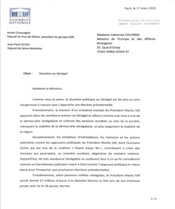 Tension politique au Sénégal : la lettre de deux députés français
